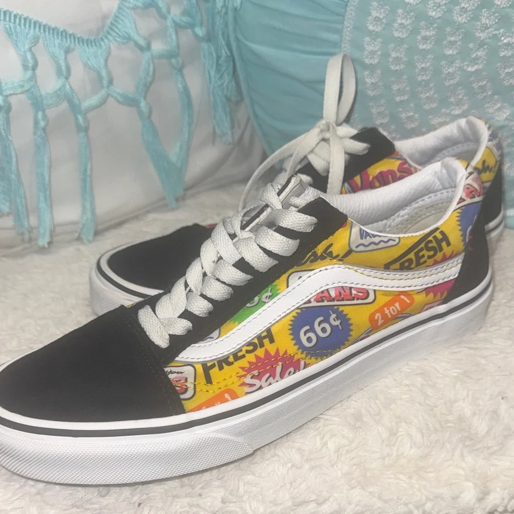 Vans Black and White Sneakers with Colorful Graphic Accents - Picture 1 of 6